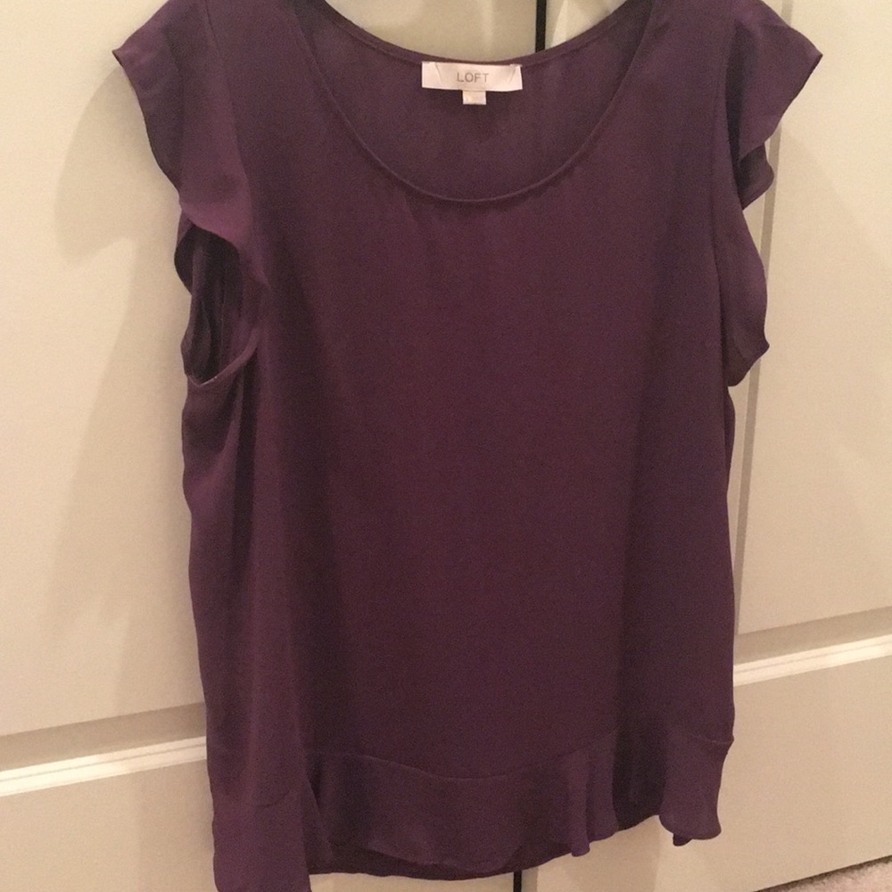 Loft royal purple blouse with scalloped detail